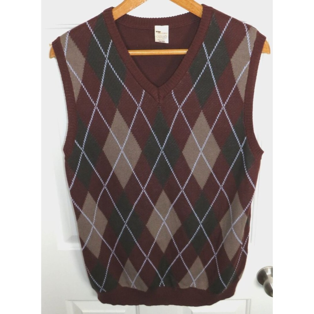 Step Brothers Sweater Vest One Size Argyle Diamond Knit Dale Doback Costume